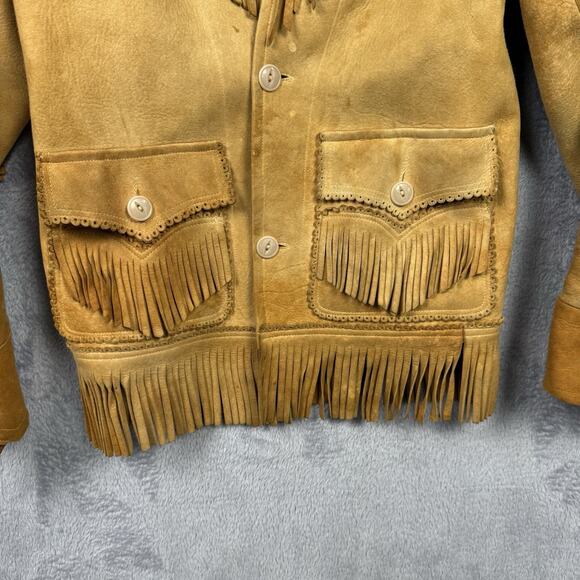 Vtg Handmade Leather Womens Jacket Western Fringe Rodeo Country Small Boho Retro - Picture 3 of 9